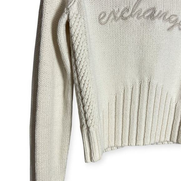 Armani Exchange Large Fold Over Collar Chunky Cardigan SIZE M Beige Sweater HK - Picture 11 of 13